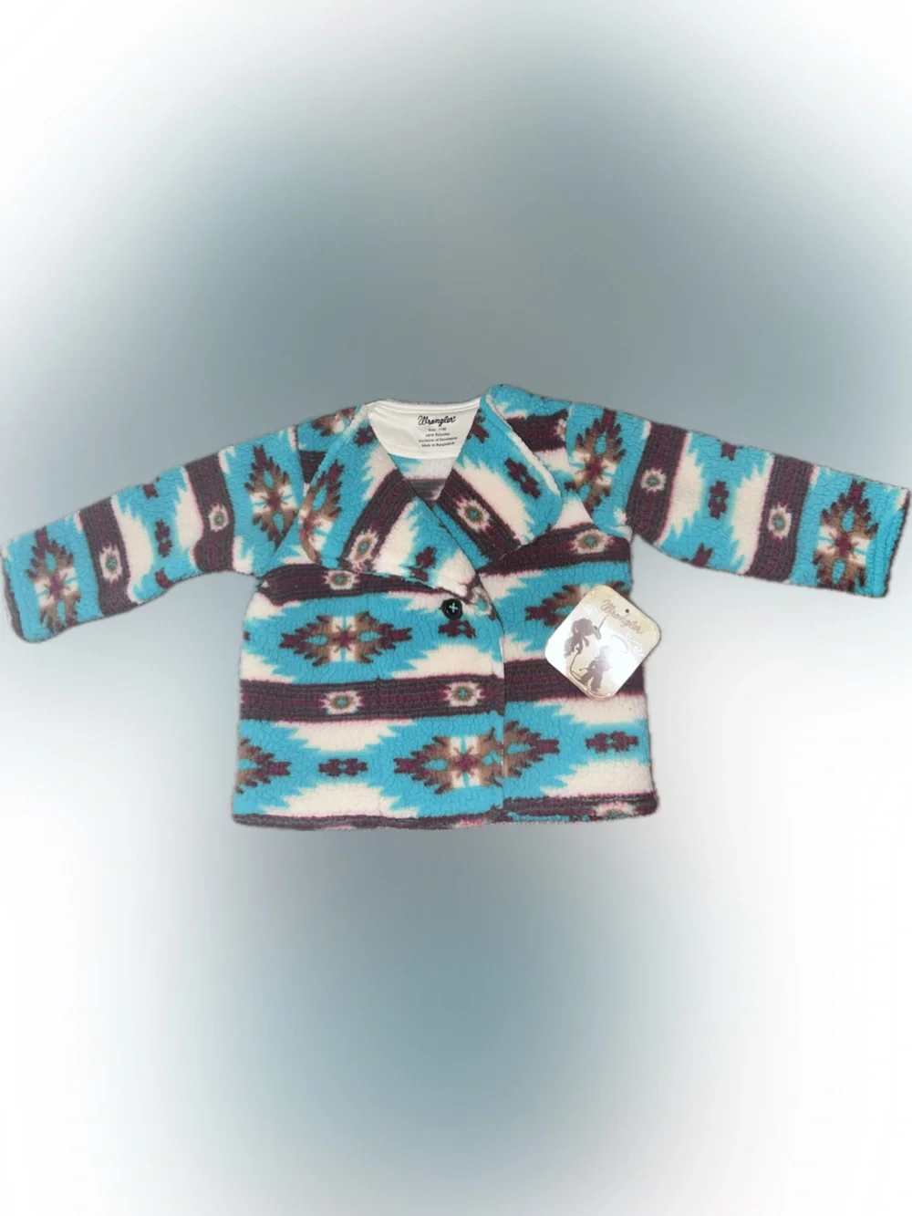 Wrangler Infants Sherpa Southwestern Turquoise Brown Aztec Print Jacket Coat 12m